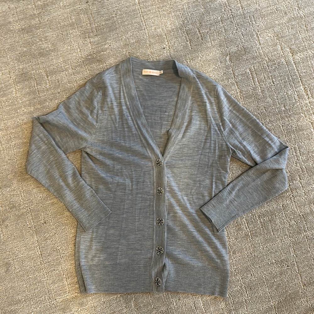 Tory Burch light weight gray cardigan
